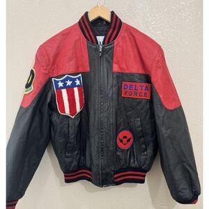 Alamos Bomber Leather Vintage Jacket Delta Force Size S
